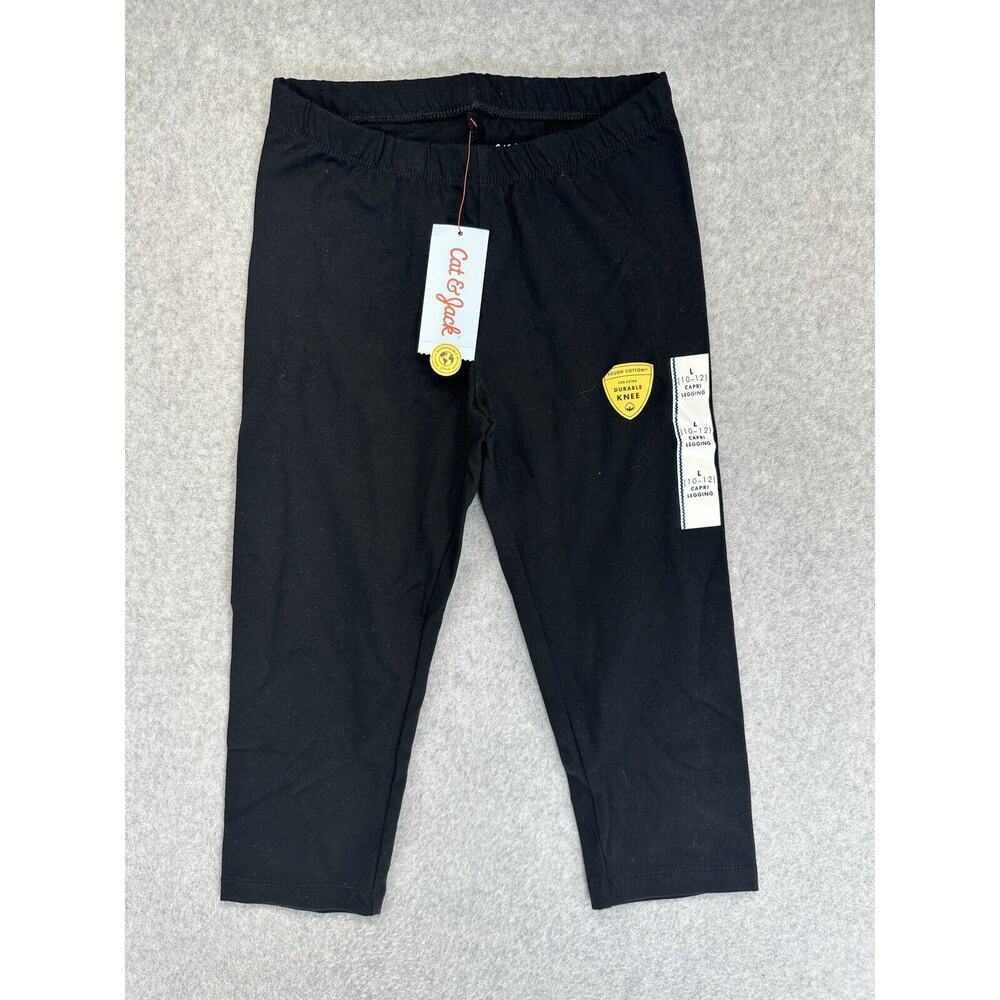 Cat & Jack Girls Capri Leggings Black Durable Knee Size L (10/12) NWT